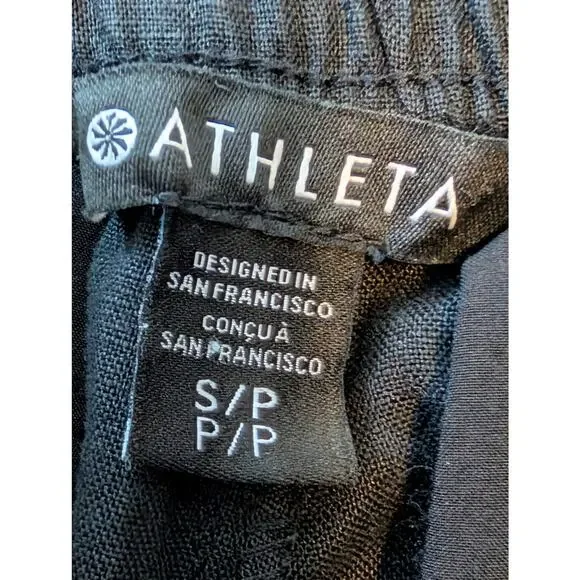 Athleta Black Retreat Linen High Rise Ankle Pants - Small Petite - Picture 6 of 7